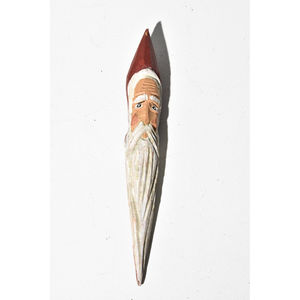 Santa Claus Christmas Tree Ornament, Wooden, Carved, Pointy, Handmade, Vintage